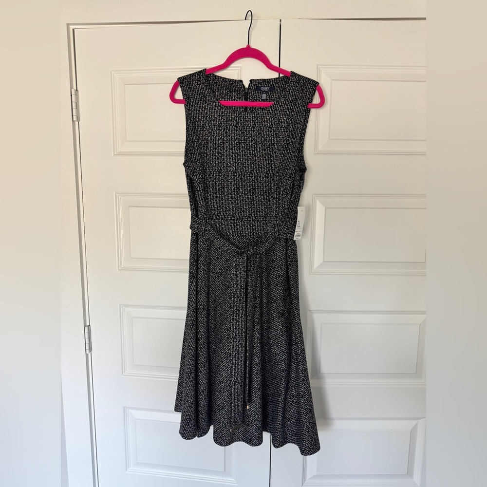 Chaps Black and White Midi Dress